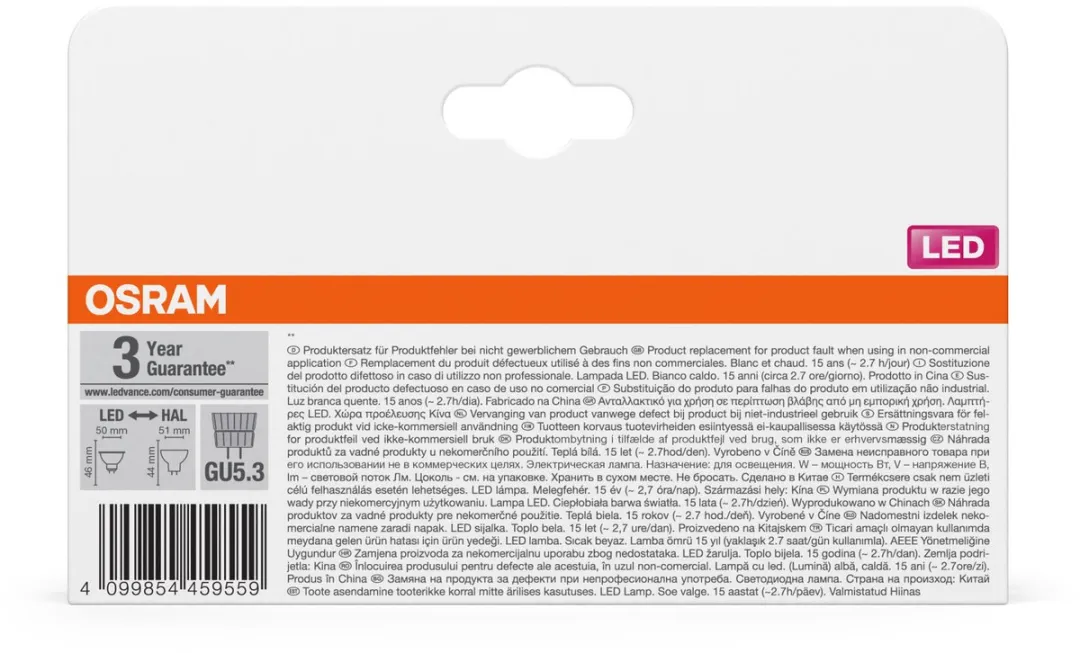 Osram LED Spotlamp Star MR16 5,3W 827 - 630lm - 3 Stuks - afbeelding 6 van 6