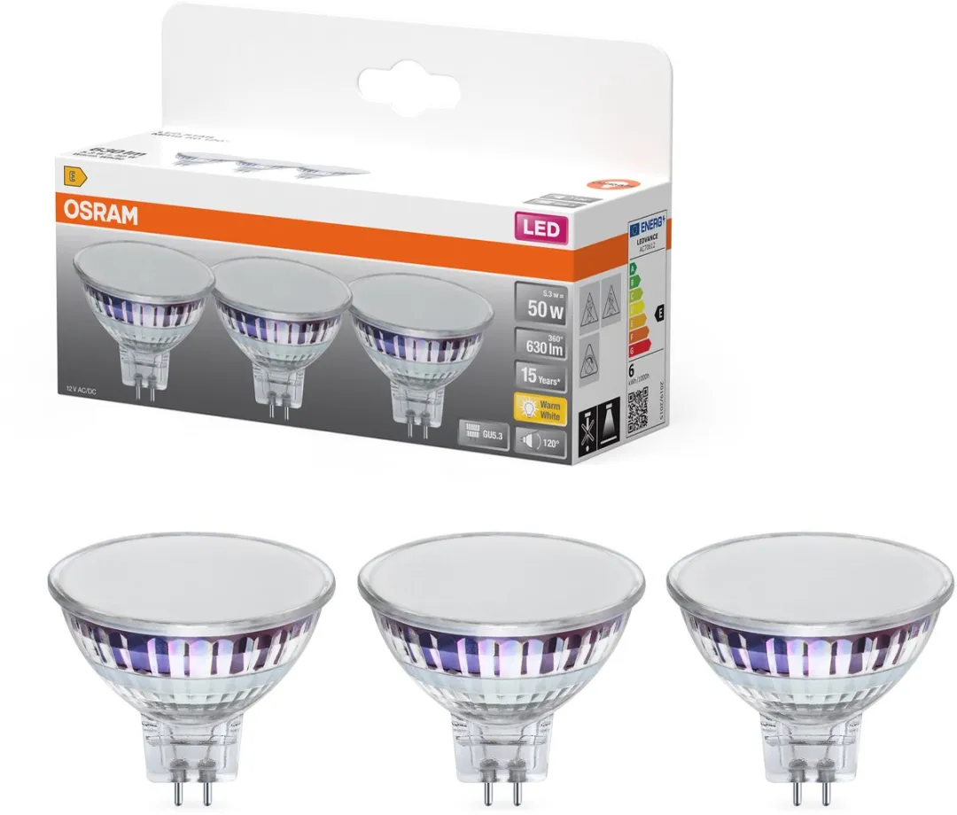 Osram LED Spotlamp Star MR16 5,3W 827 - 630lm - 3 Stuks