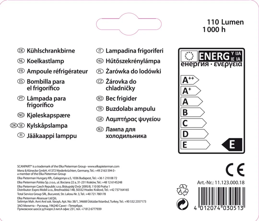 Scanpart Koelkastlamp E14 15W - 2 Stuks