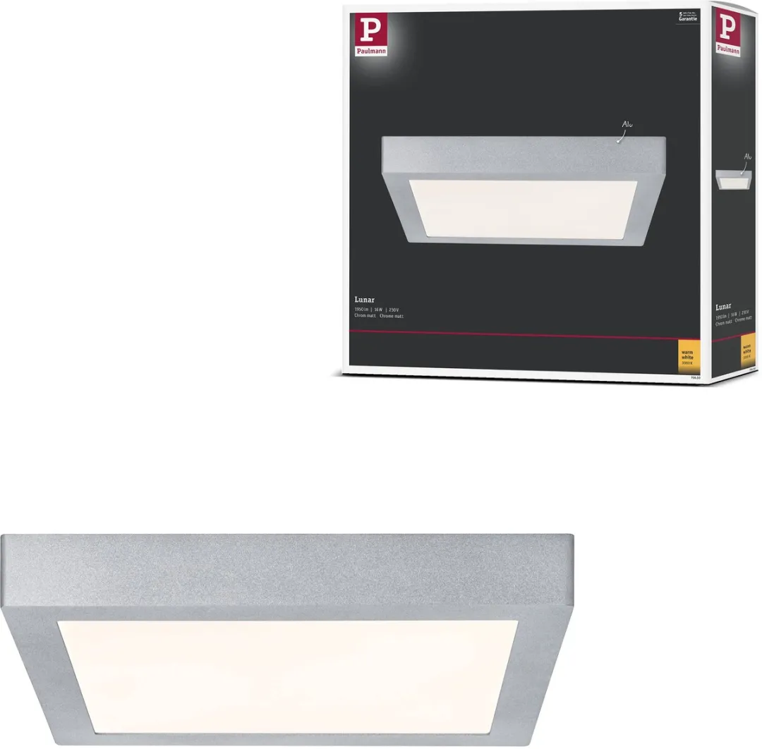 Paulmann LED-paneel Lunar Hoekig 300x300mm 16W 1300lm - Chroom mat