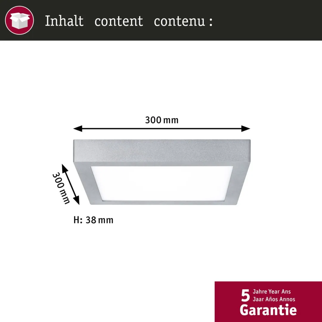 Paulmann LED-paneel Lunar Hoekig 300x300mm 16W 1300lm - Chroom mat