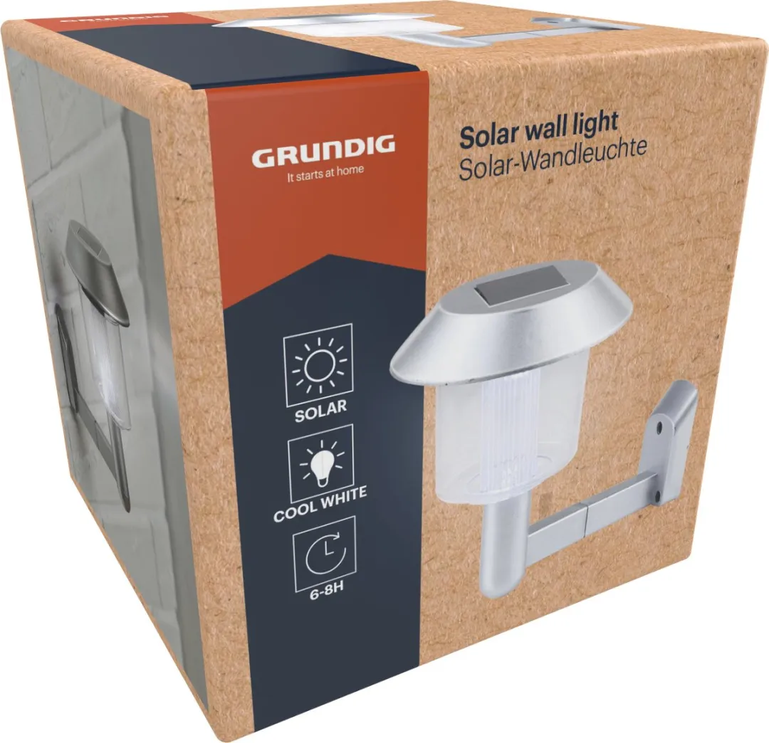 Grundig Solar Wandlamp Koelwit 1W - Zilver