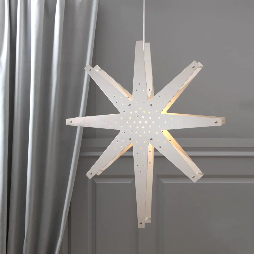 Star Trading Houten Ster Hanglamp 'Tall' 70cm - Wit