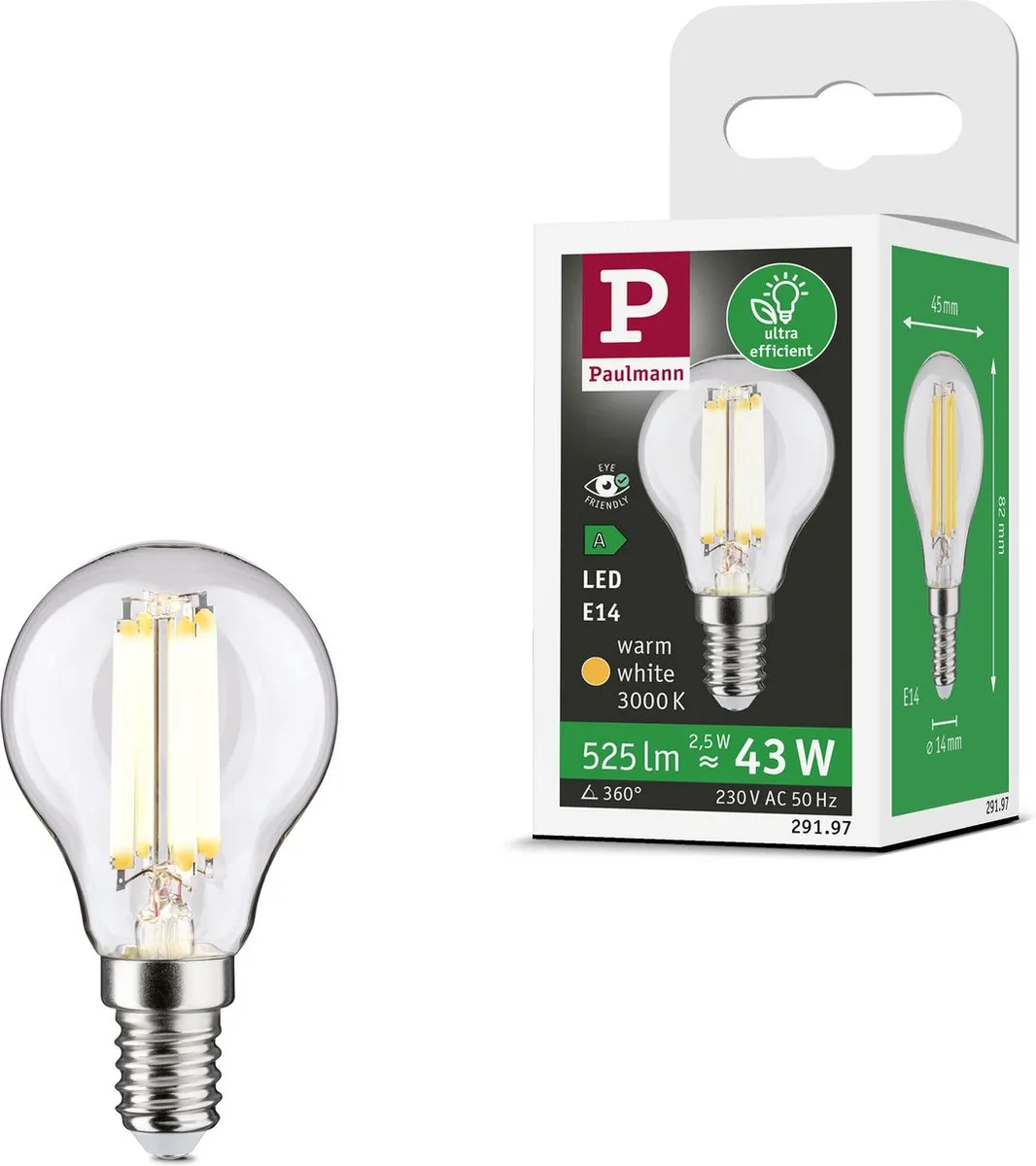 Paulmann Eco-Line LED Kogellamp E14 82mm 525lm 2,5W 3000K