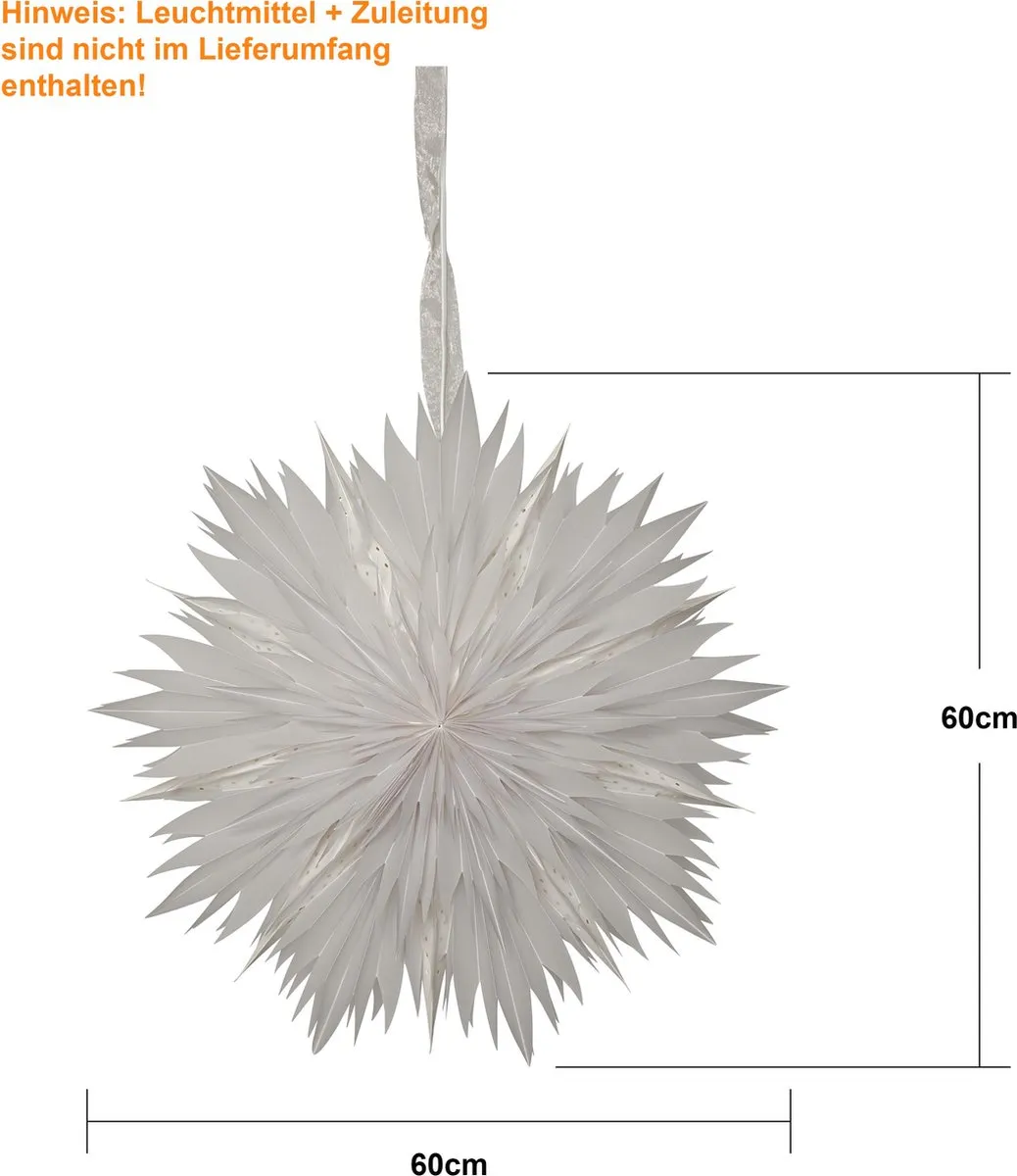 Star Trading Papieren Ster Schijf 50cm - Wit met Franje - afbeelding 6 van 6