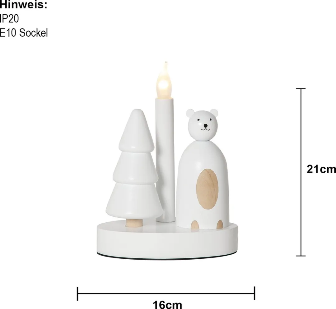 Star Trading Christmas Joy LED Kandelaar - IJsbeer & Kerstboom 21cm - afbeelding 5 van 5