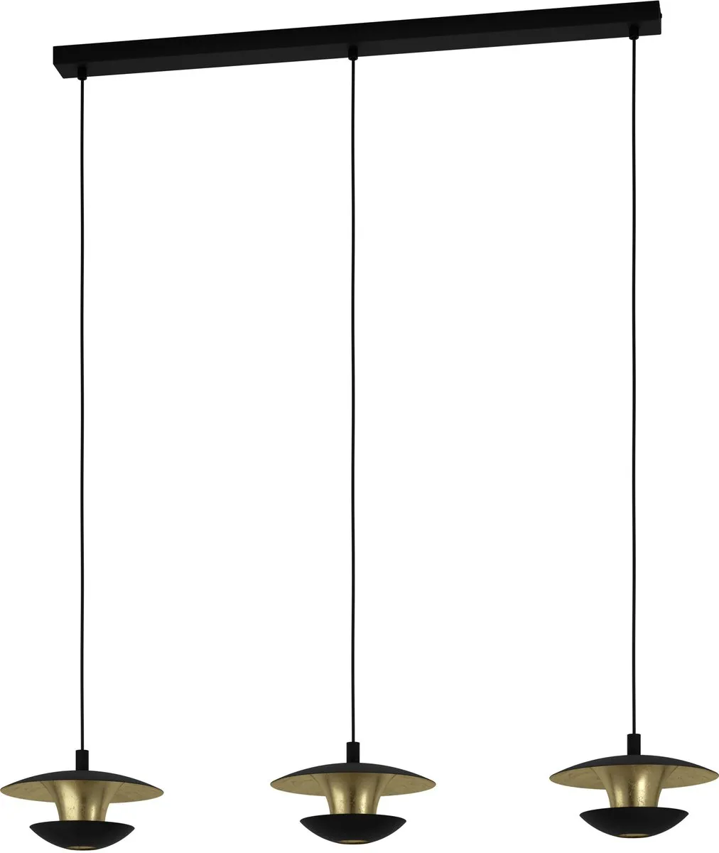 Eglo Nuvano Hanglamp GU10 3-arm - Zwart/Goud