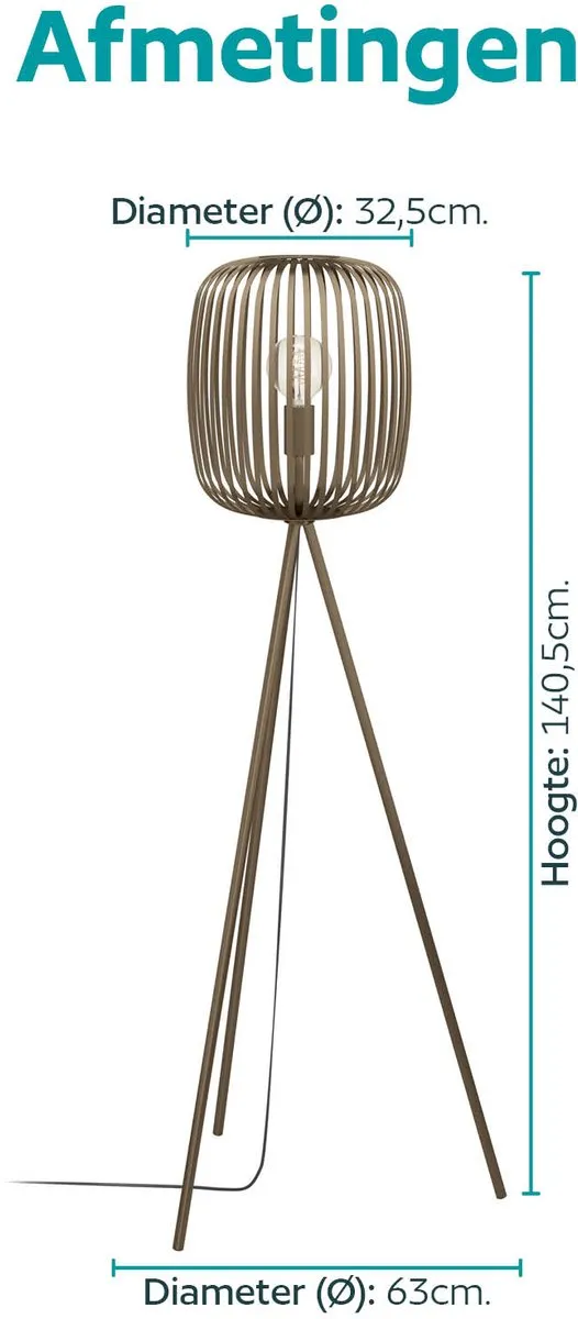 Eglo Romazzina Vloerlamp - 140cm Brons