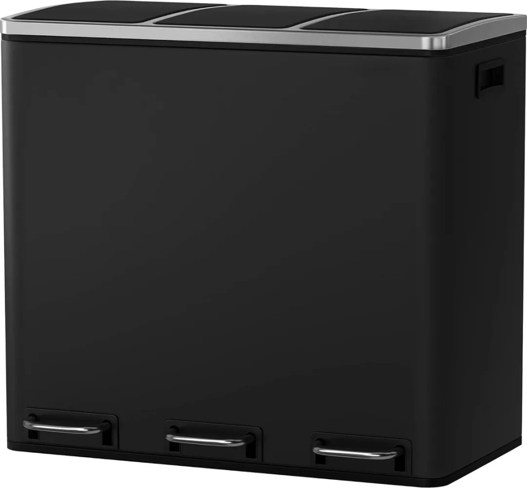 Songmics LTB54BK Keukenafvalemmer 3x18L - Pedaal - Zwart