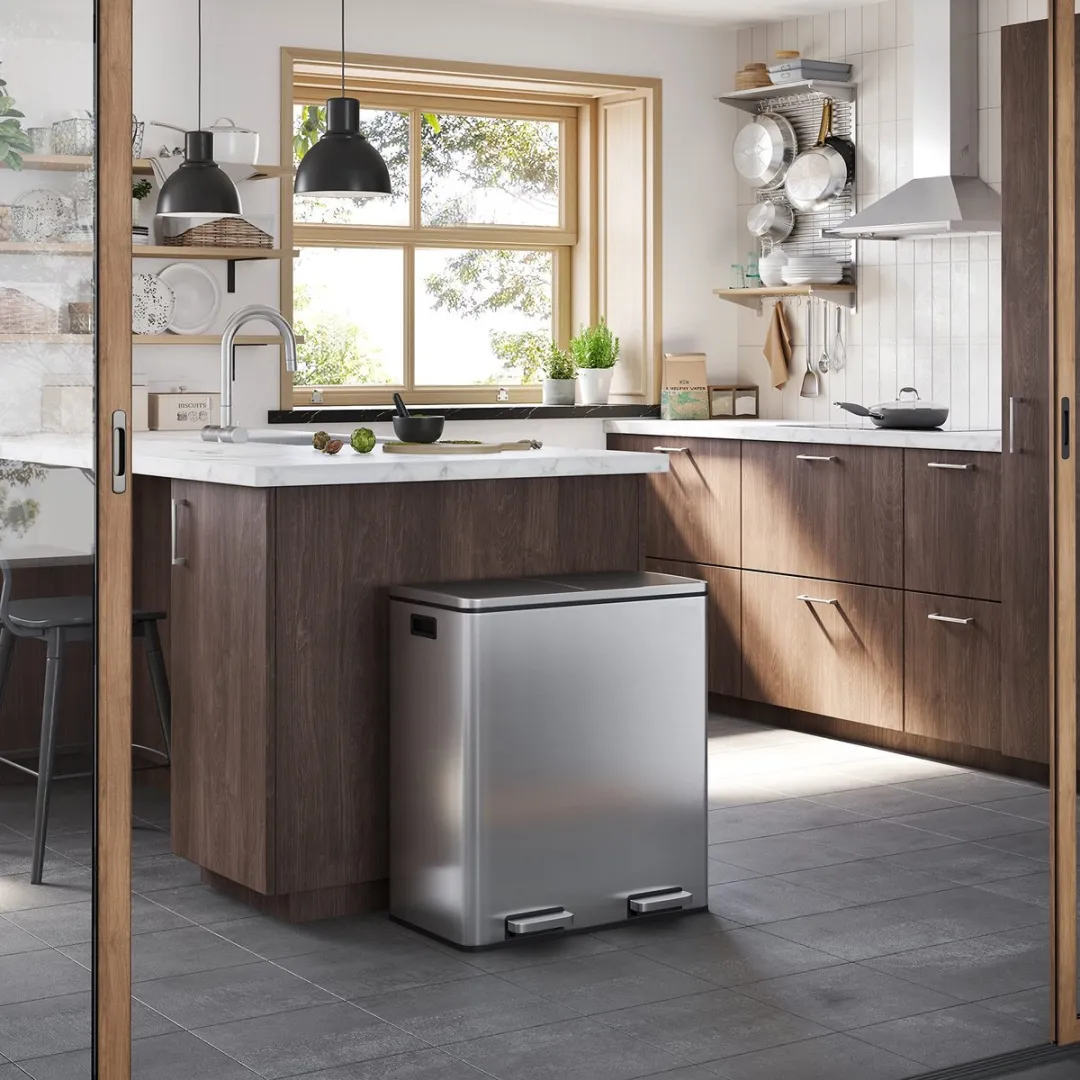 Songmics Prullenbak 2 Compartimenten 60L - Zwart