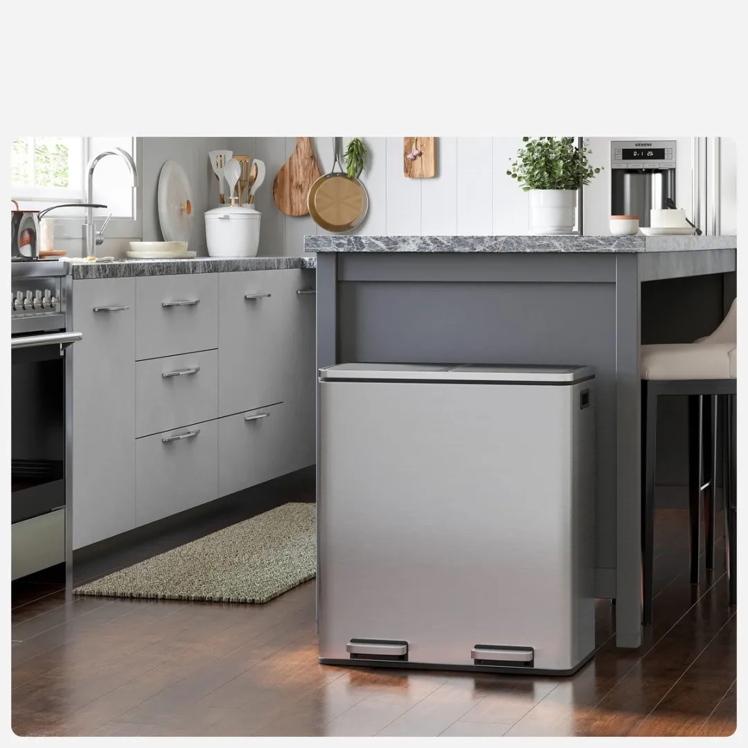Songmics Prullenbak 2 Compartimenten 60L - Zwart