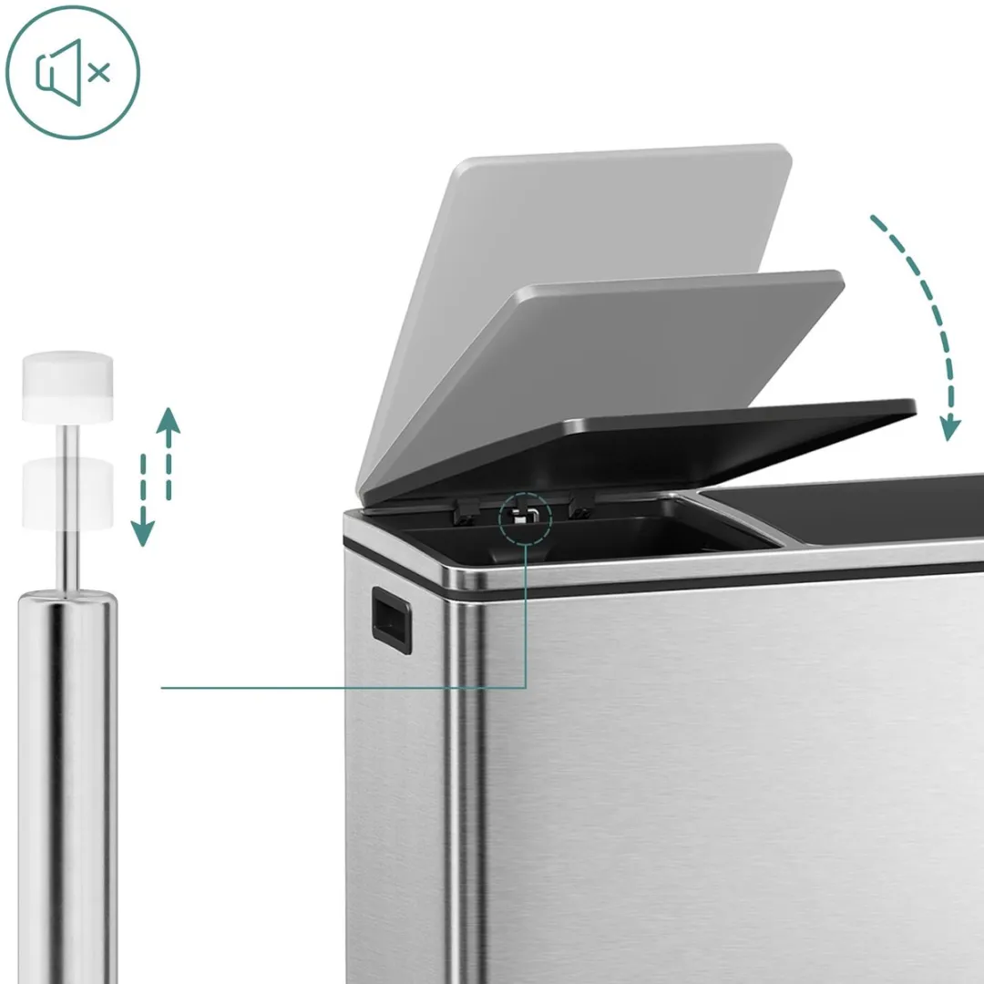 Songmics Prullenbak 2 Compartimenten 60L - Zwart - afbeelding 6 van 6