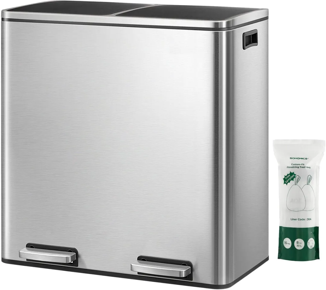Songmics Prullenbak 2 Compartimenten 60L