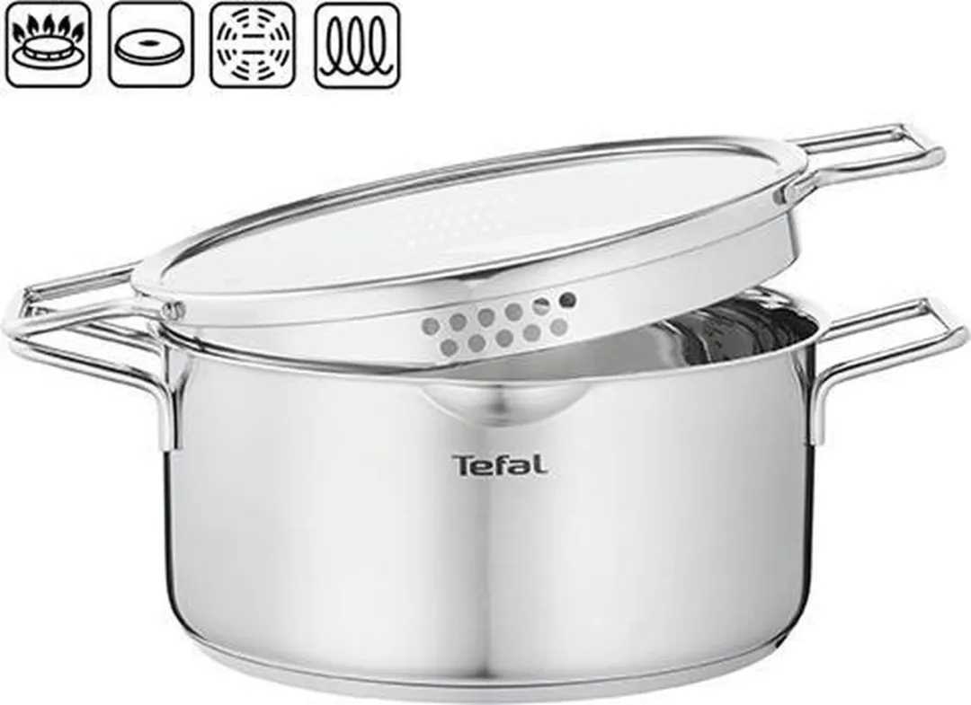 Tefal Nordica Kookpan 24cm - Inductie - Keramisch - Zilver