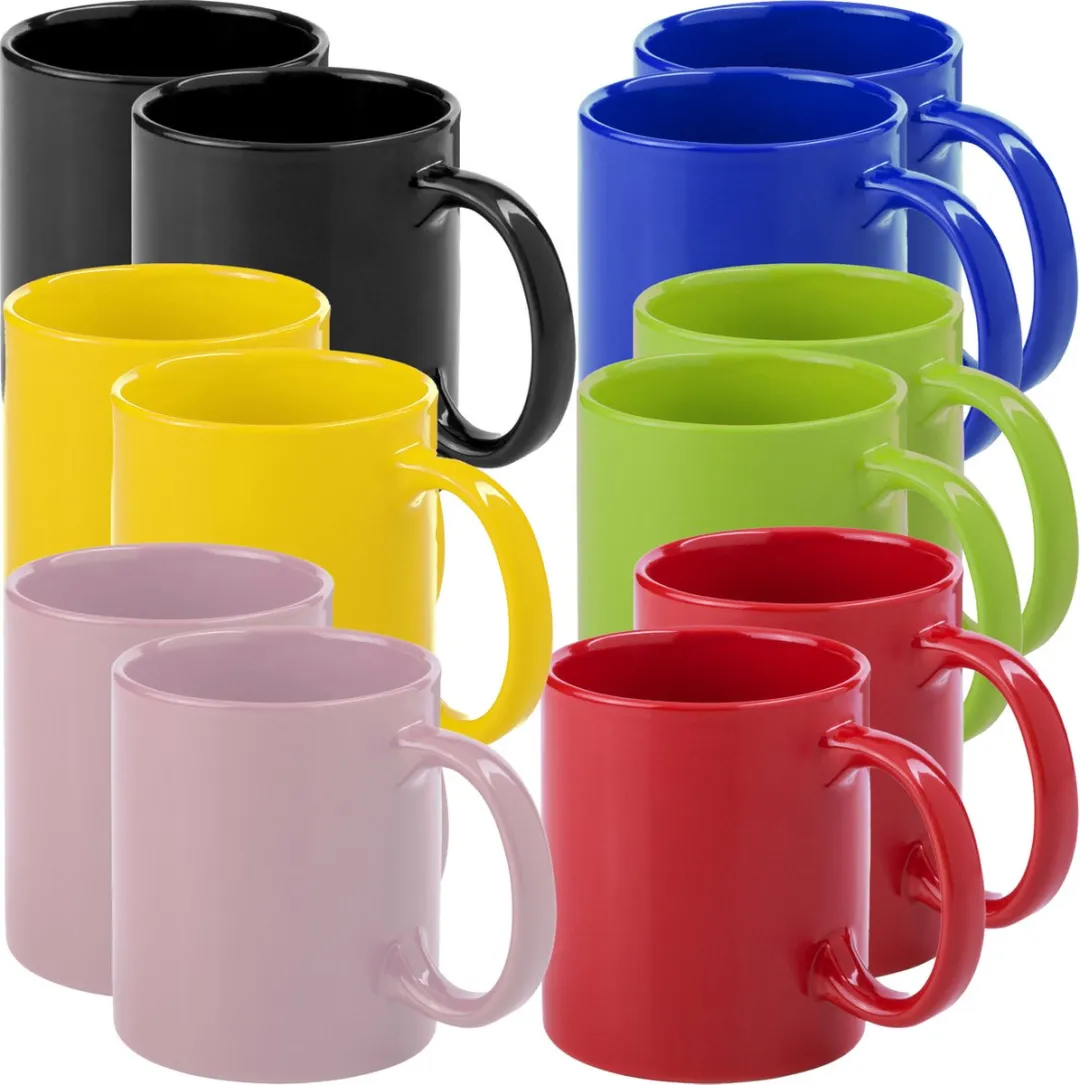 Bellatio Design Auxerre Keramiek Mokken - 12 Stuks - 370ml - Mediterrane Kleurenmix