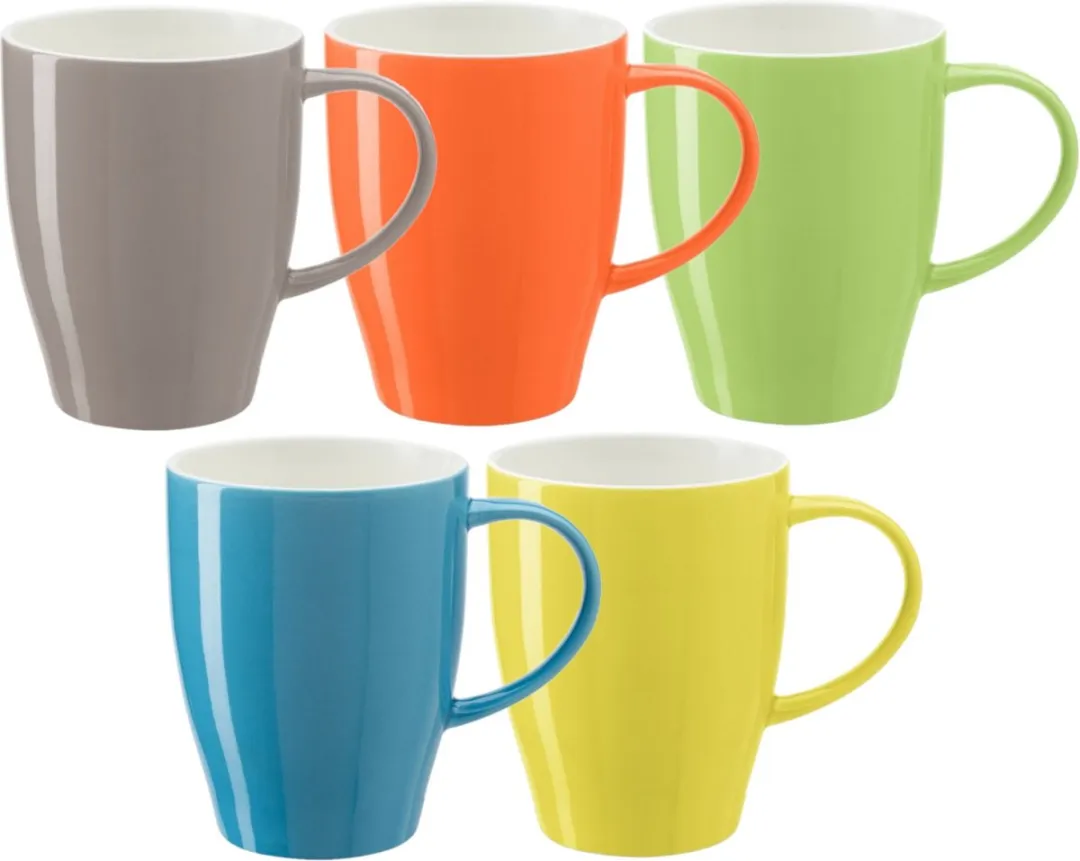 Bellatio Design Paris Mokken - 5 Stuks - 350ml - Multi Kleur