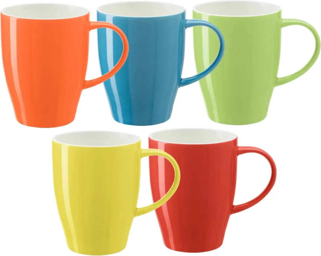 Bellatio Design Paris Mokken - 5 Stuks - 350ml - Multi Kleur