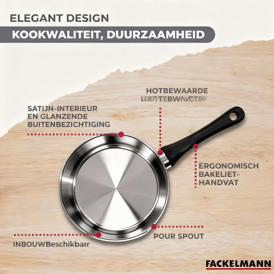 Fackelmann Geneva RVS Pannen Set 12/16/20cm - 3-delig - Zwart