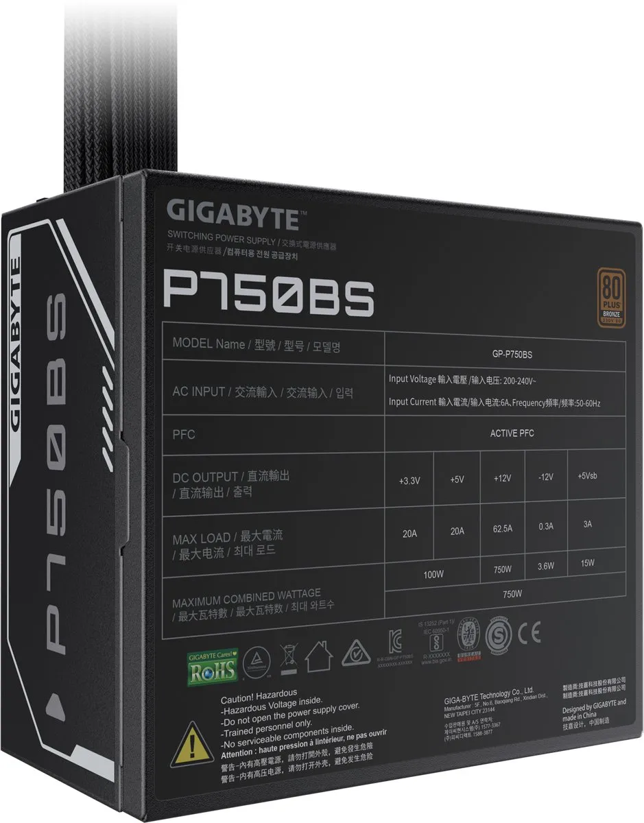 Gigabyte GP-P750BS Interne Voeding 750W - Zwart