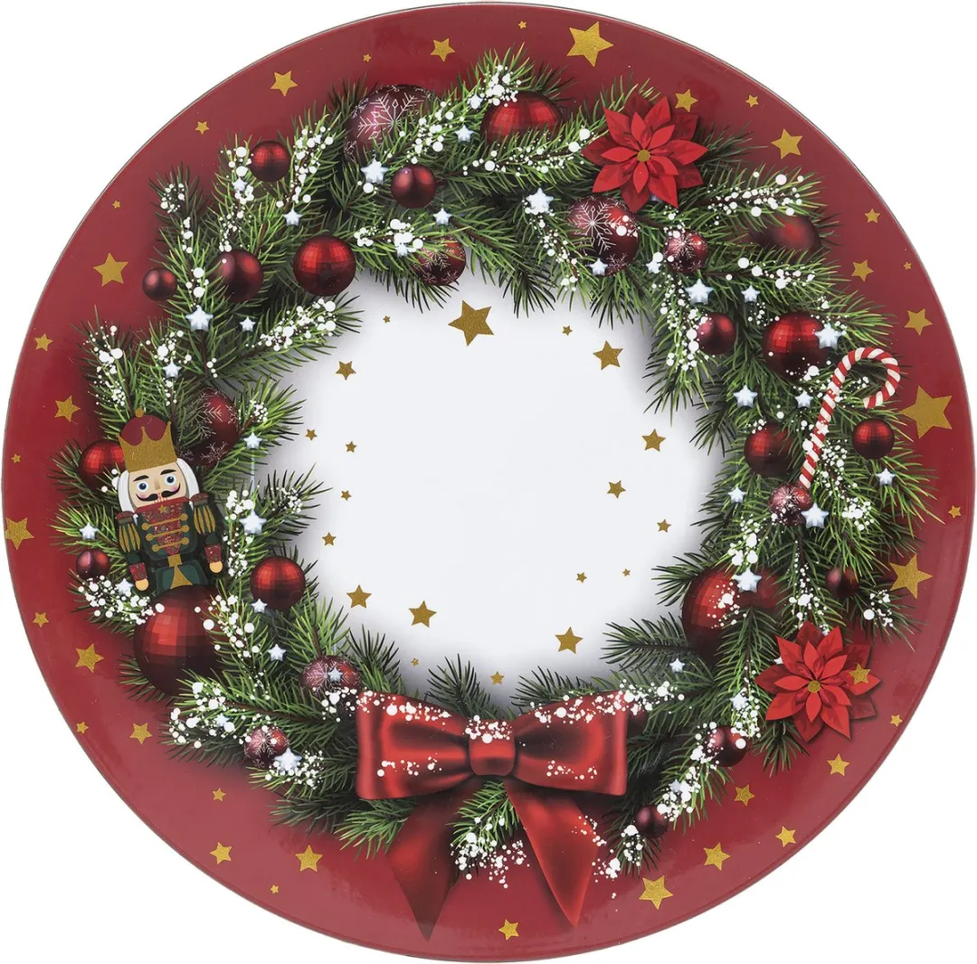 Bellatio Design Kerstkaarsenbord Feeric Christmas - 6 Stuks Ø33cm - Rood