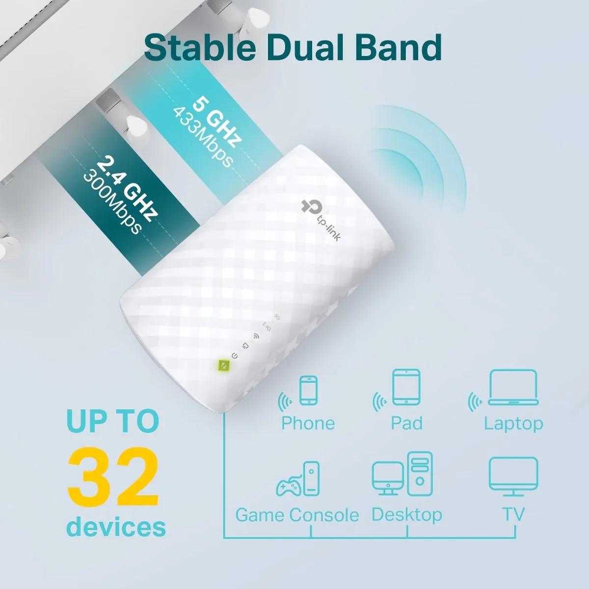 TP-Link RE220 WiFi Repeater - 1x Ethernet - Zwart