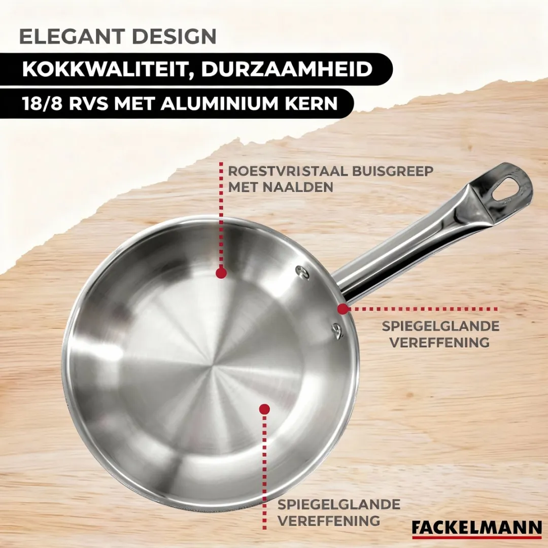 Fackelmann Eterna Set 3 Pannen 20/24/28cm + 3 Braadpannen 16/20/24cm - Grijs