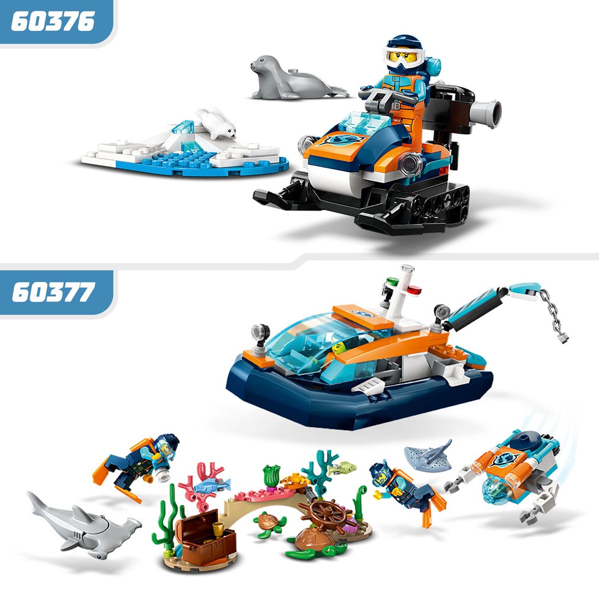 LEGO City Bundel: Sneeuwscooter voor poolonderzoek + Verkenningsduikboot Speelgoed - 66768
