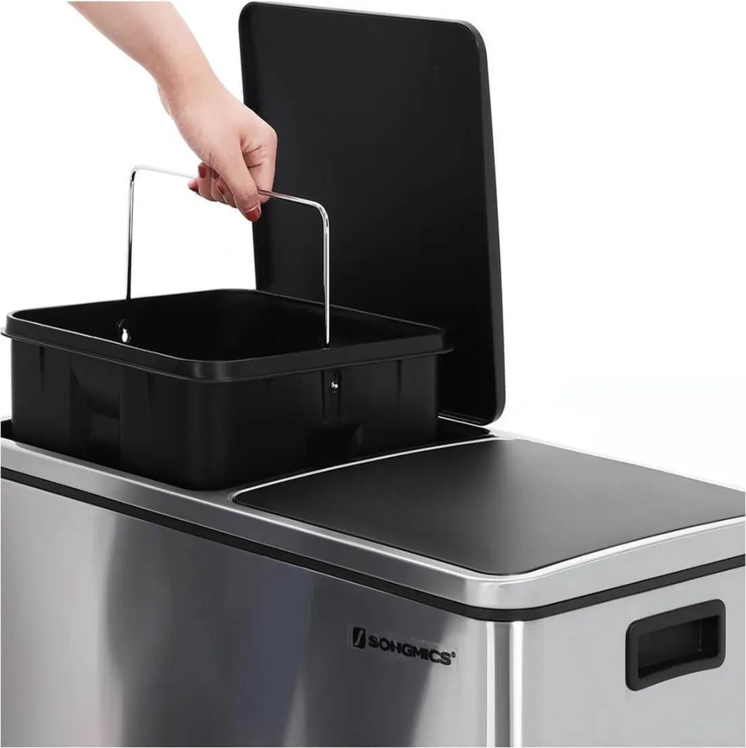 Songmics Dubbele Vuilnisbak 60L - 2x30L - Zwart