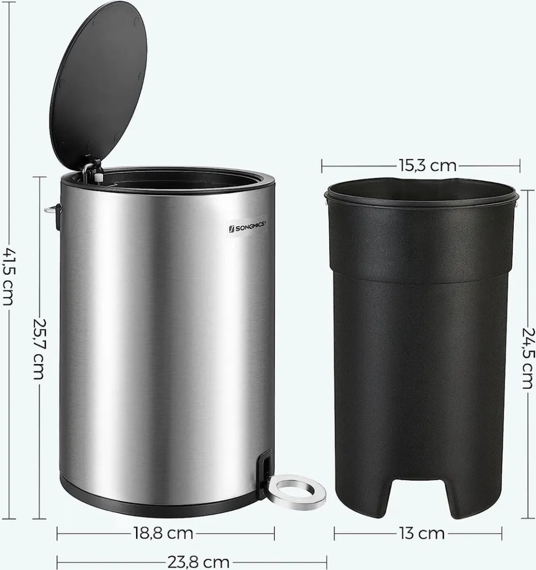 Songmics Kosmetikeimer LTB011B01 3L - Zilver/Zwart