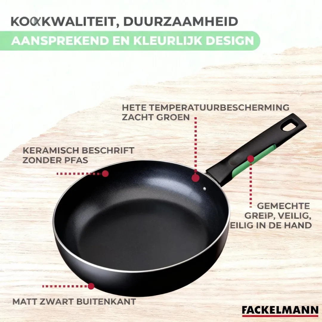 Fackelmann 9222250 Set RVS Pannen & Kookpotten - 7-delig - Zwart/Groen - afbeelding 6 van 6
