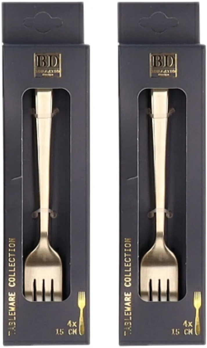 Bellatio Design Gebaksvorkjes 8 Stuks - Goud - 15 cm