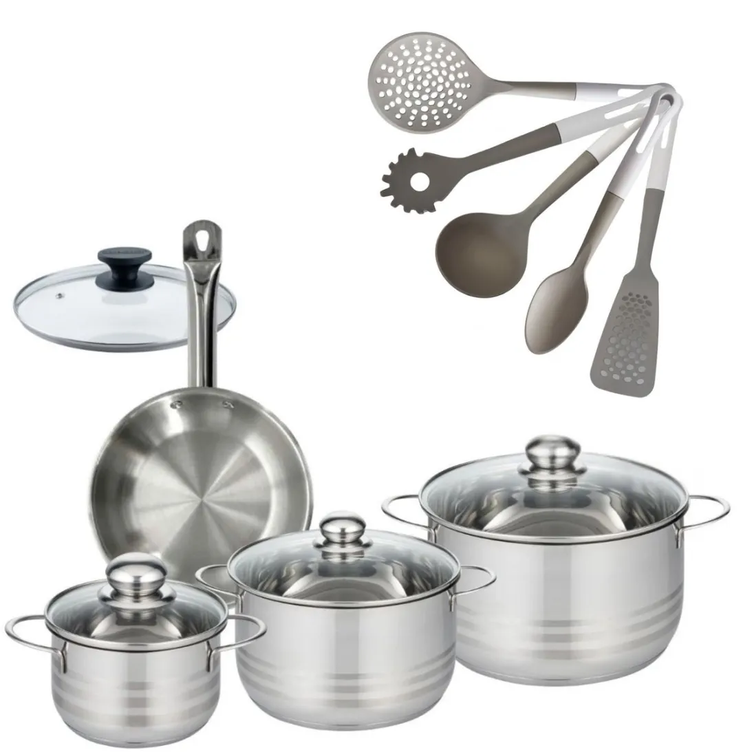 Fackelmann 9218150 Roestvrijstalen Koekenpan & Kookpanset 16/20/24cm