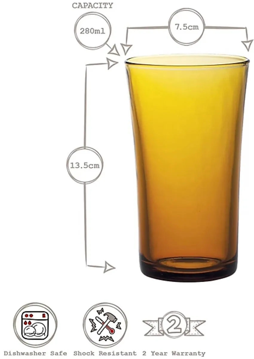 Duralex Lys Highball Glazen Amber - 6 Stuks - 28cl
