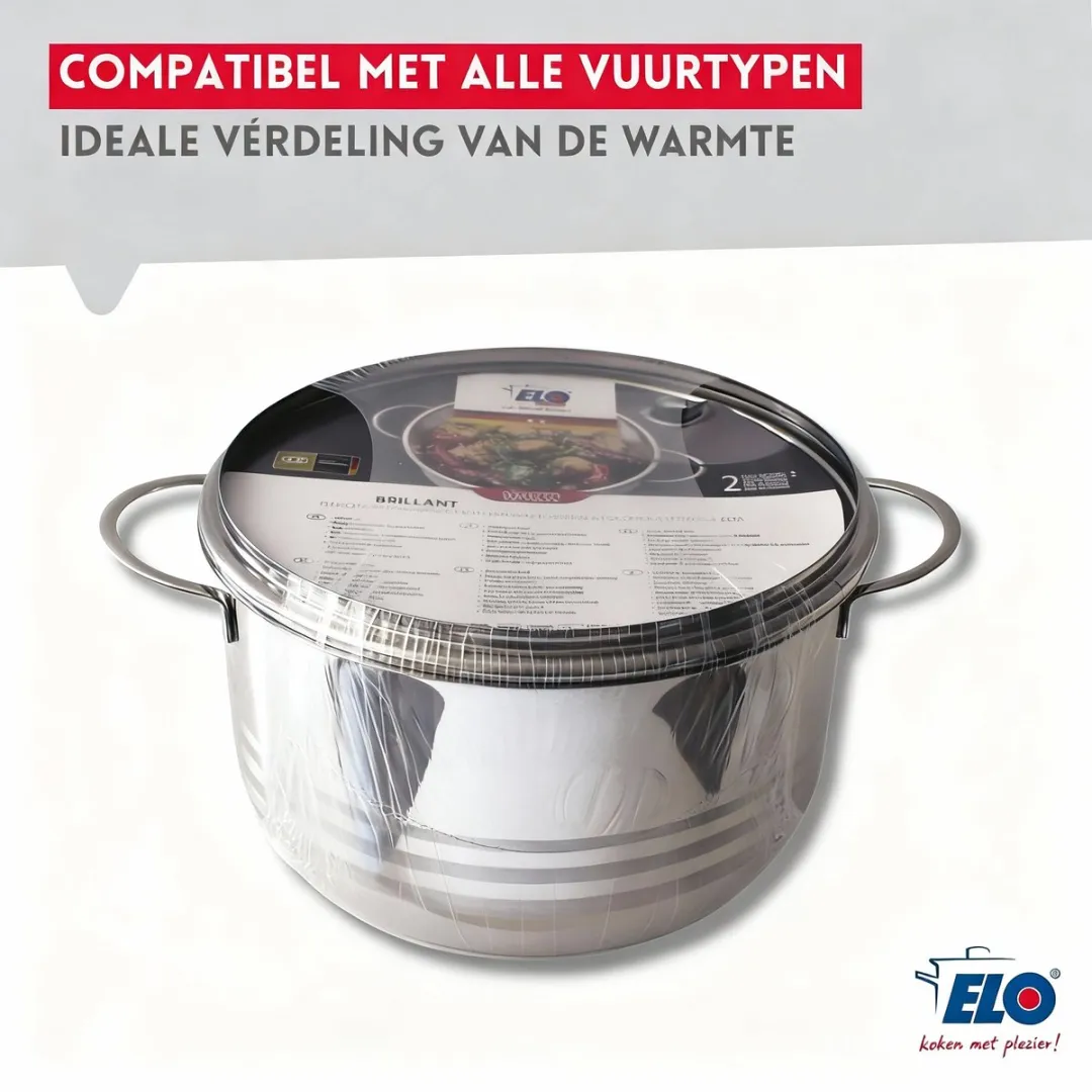 Fackelmann Elo Brillant Hoge Kookpan 24cm - Roestvrij staal