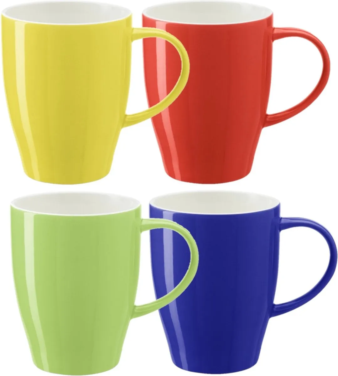Bellatio Design Paris Koffiemokken - 4x 350ml - Porselein - Multikleur