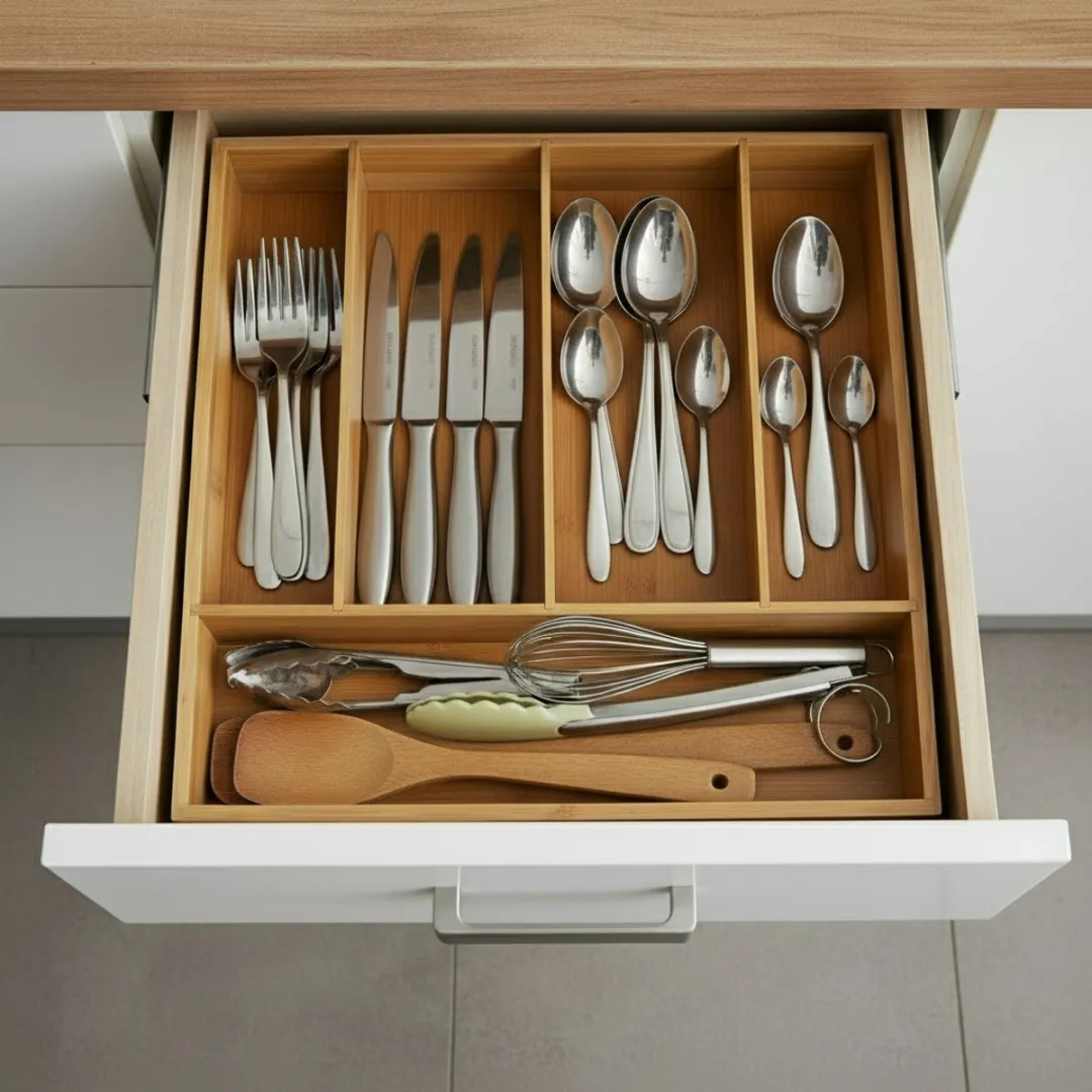 Cookinglife Bestekbak Bamboe 35x26x5cm - 5 Vakken - afbeelding 3 van 4