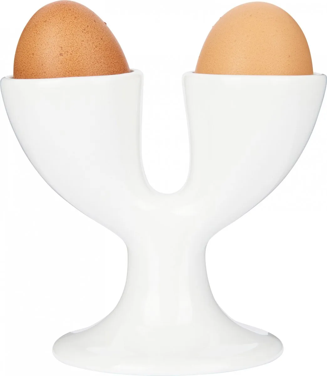 KitchenCraft Eierdop Double Porselein 12,5x10,5cm - Wit