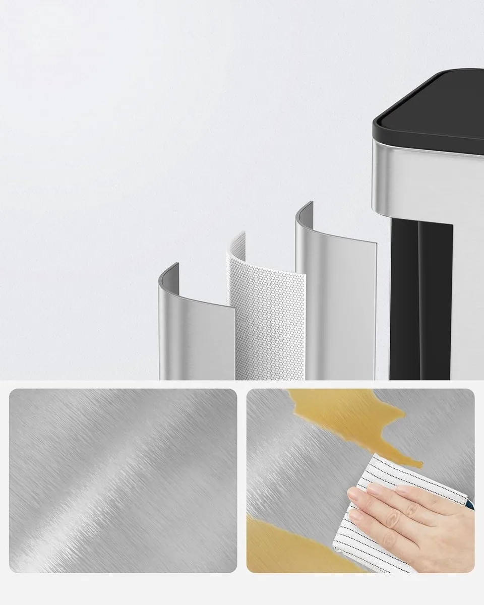 Songmics Hangende Afvalbak 8L - Metallic Zilver - afbeelding 6 van 6