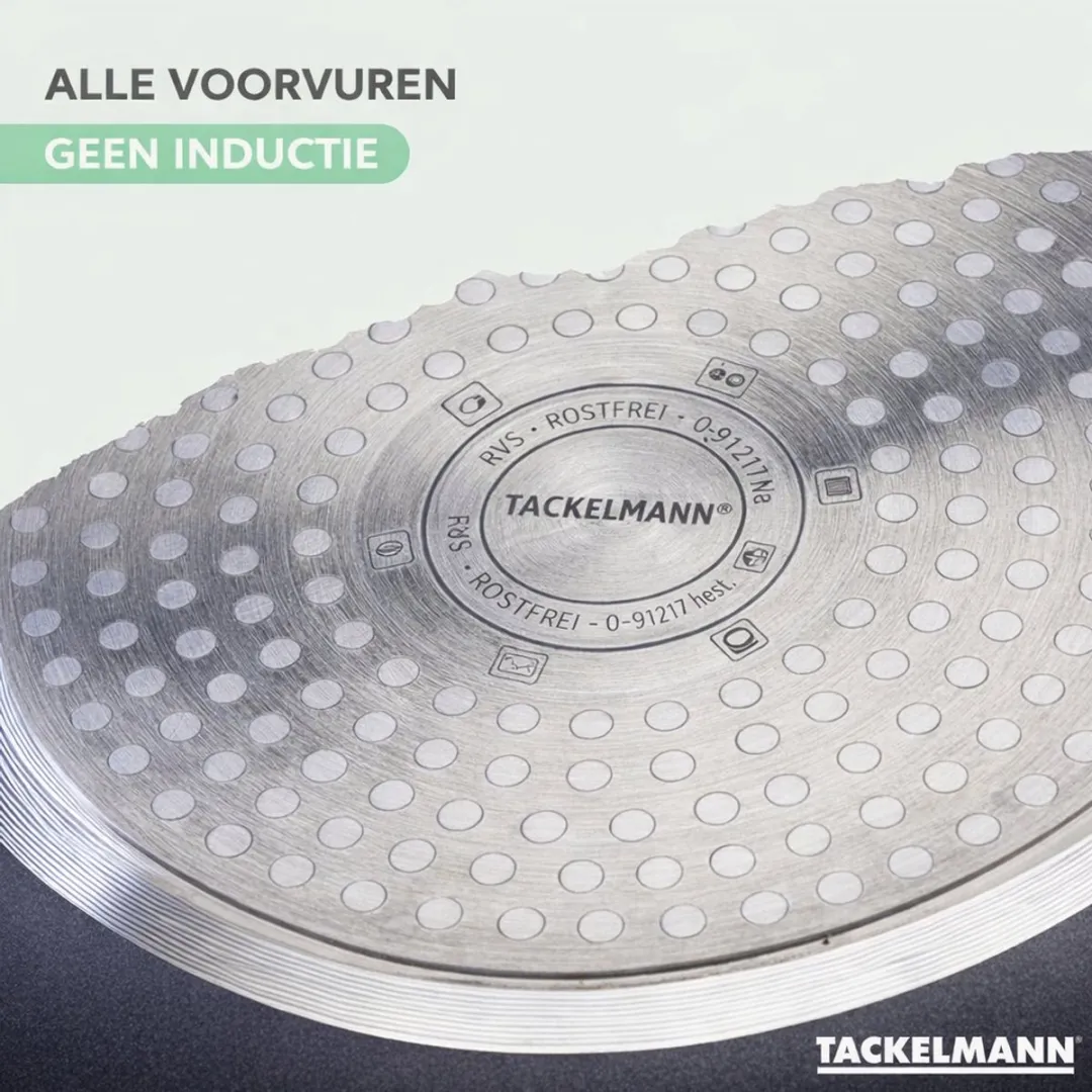 Fackelmann Brandao Set RVS Pannen & Kookpotten 24/28cm + 16/18/20cm - 5 Stuks Keukengerei - Zwart/Groen