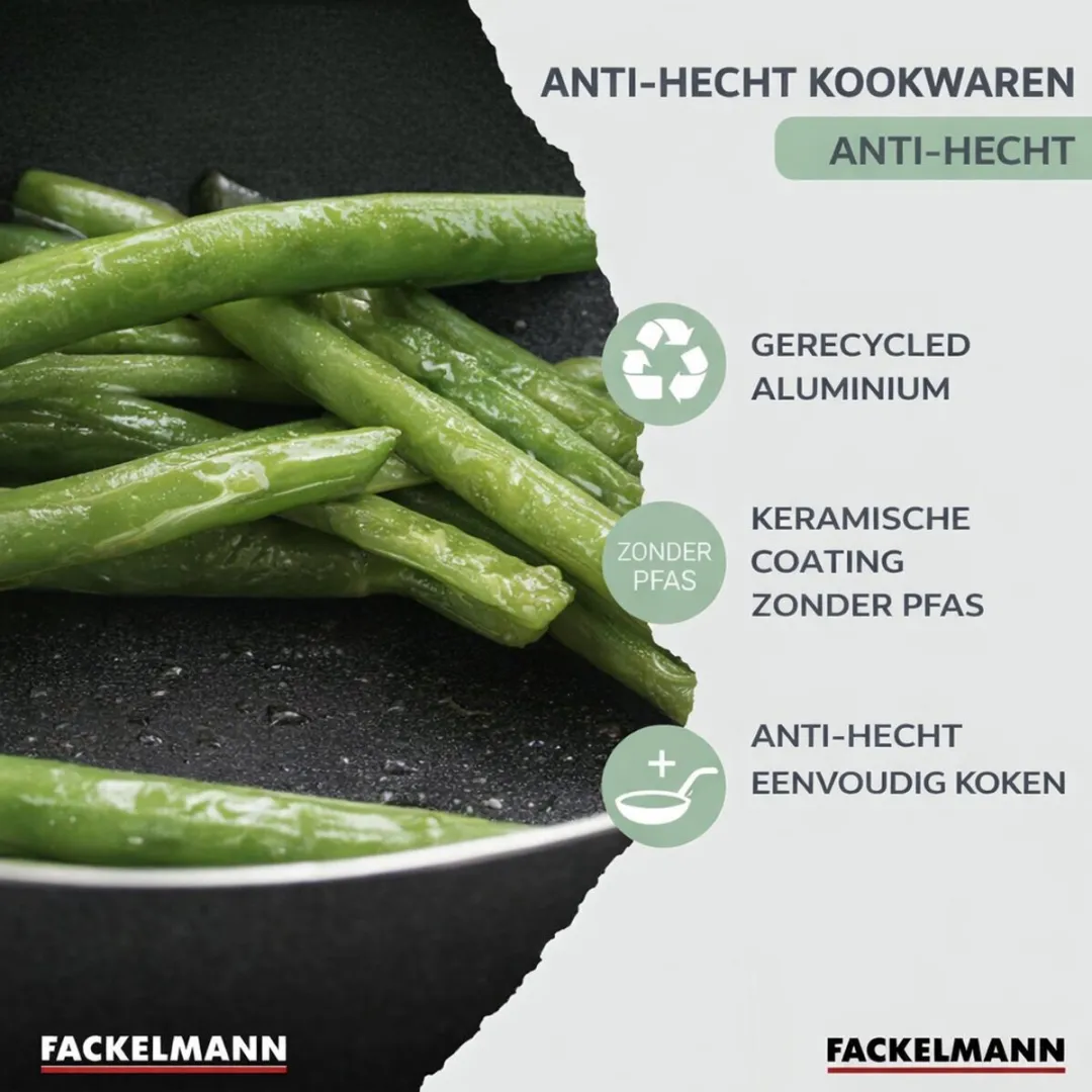 Fackelmann Brandao Set RVS Pannen & Kookpotten 24/28cm + 16/18/20cm - 5 Stuks Keukengerei - Zwart/Groen