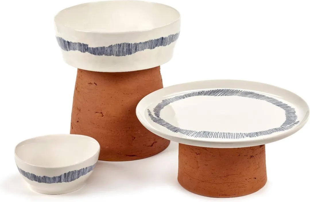 Serax Yotam Ottolenghi Feast Bord 26.5cm - Wit met blauwe strepen - afbeelding 4 van 4