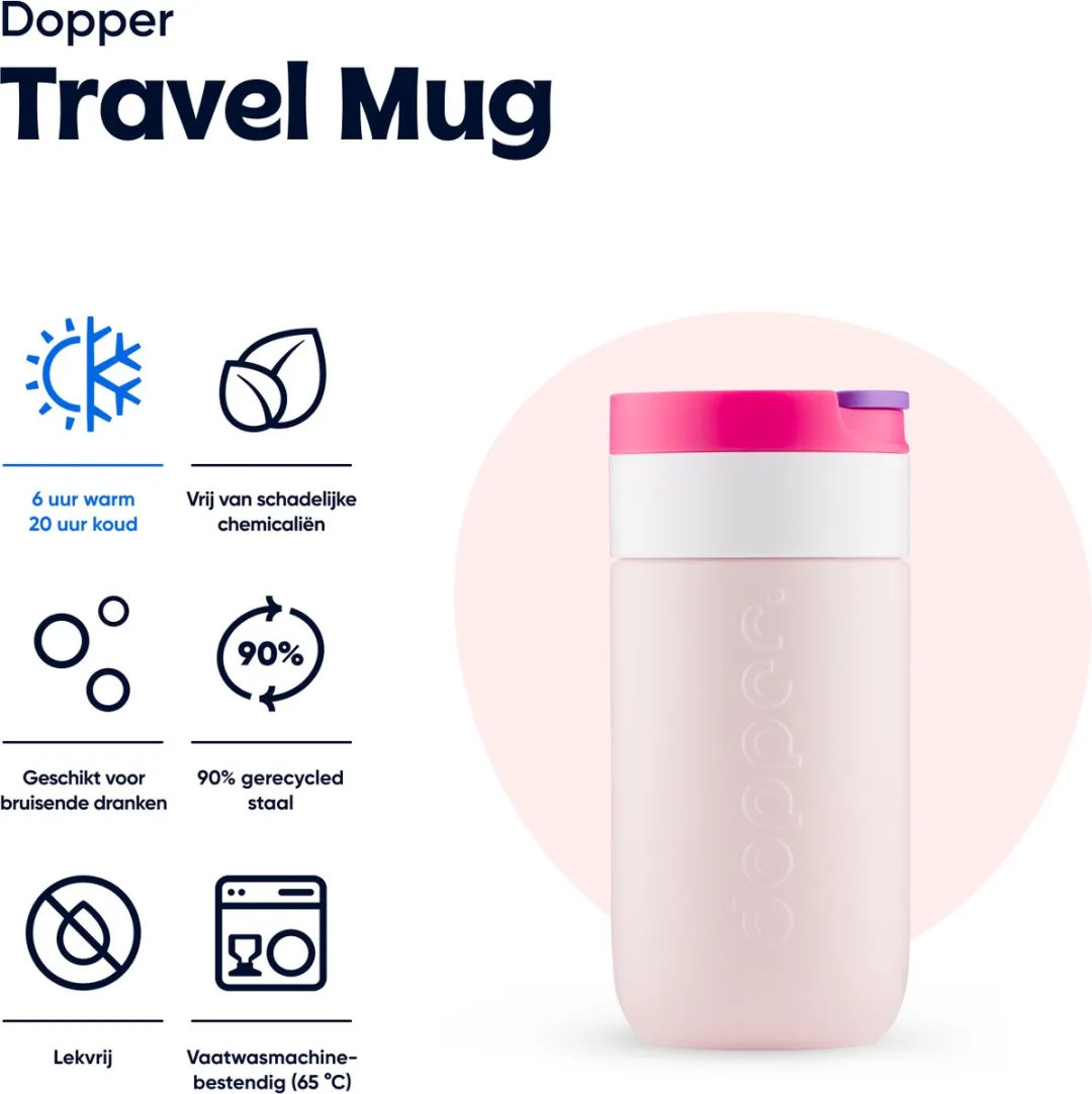 Dopper Travel Mug 300ml Berry Pink - 8945