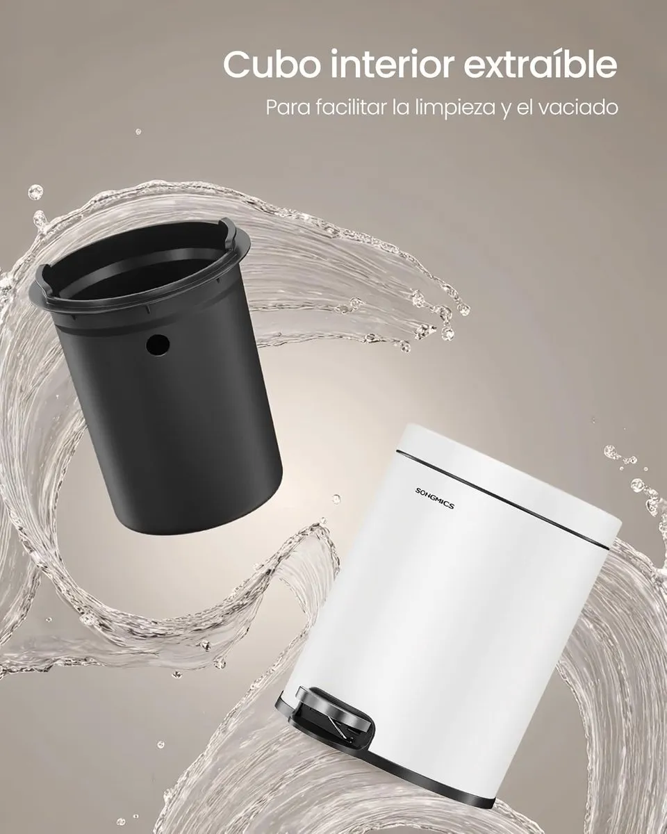 Songmics Pedaalemmer 6L - Wit