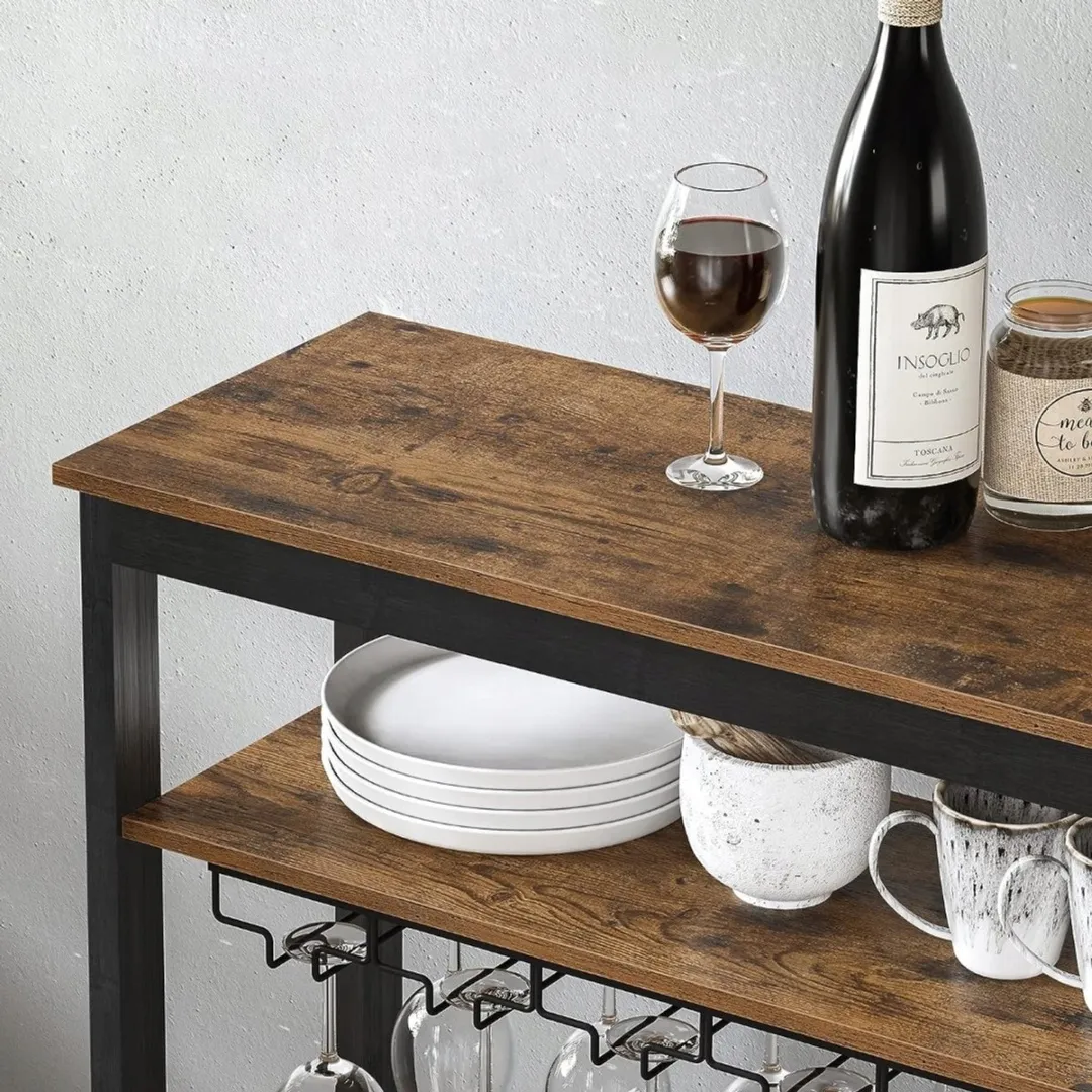 Songmics Loft Houten Wijnrek 24 Flessen - Zwart/Bruin - afbeelding 6 van 6