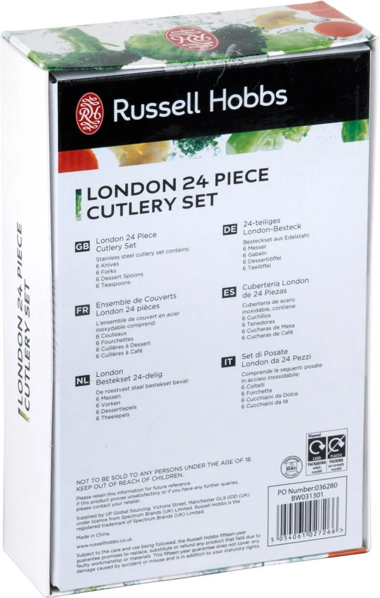 Russell Hobbs Deluxe London Bestekset 24-delig - RVS - Zilver - afbeelding 6 van 6
