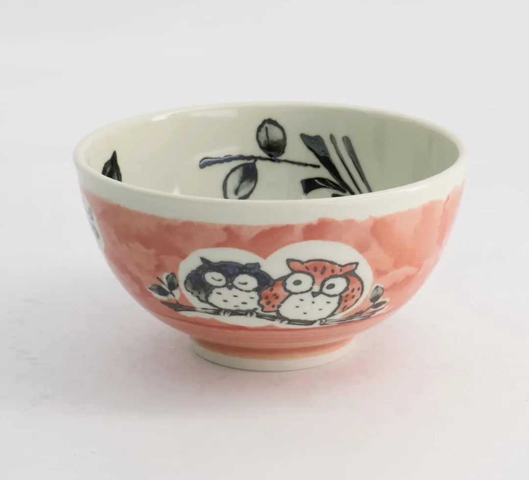 Tokyo Design Studio Kawaii Rijstkom Uil Roze 600ml