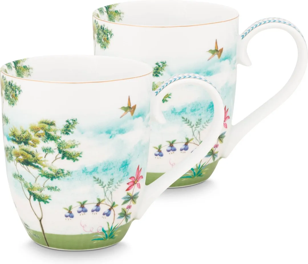 Pip Studio Jolie Mokken Set 2 Stuks 450ml - Heron - Wit
