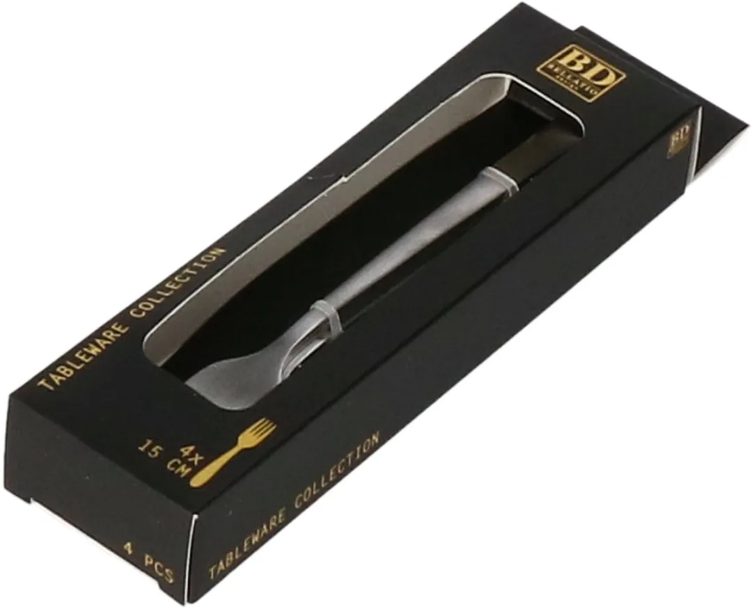 Bellatio Design Gebaksvorkjes 8 Stuks - Zilver - 15 cm