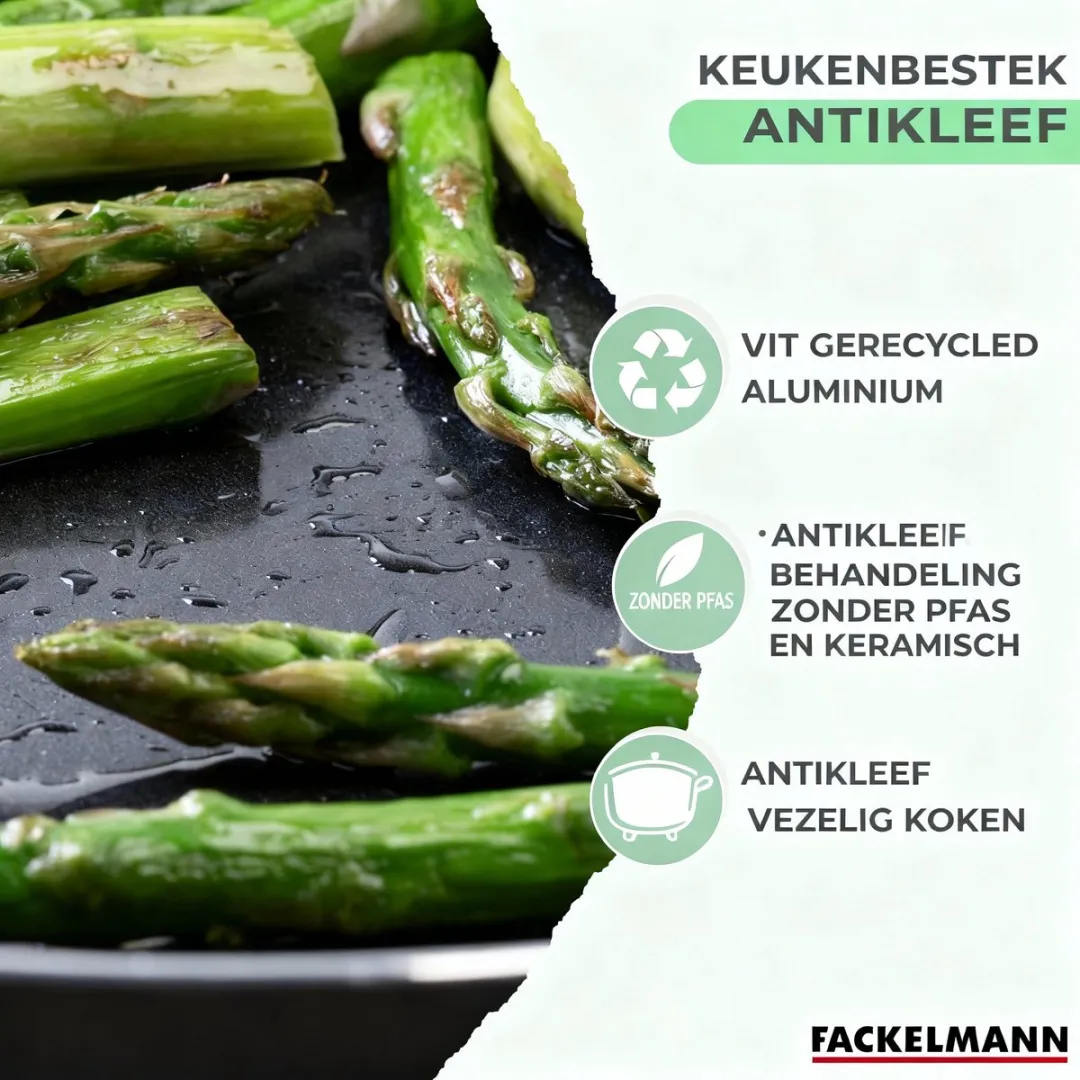 Fackelmann Brandao Set RVS Pannen 16/20/24/28cm & Kookpannen 16/18/20cm - 7-delig - Zwart/Groen