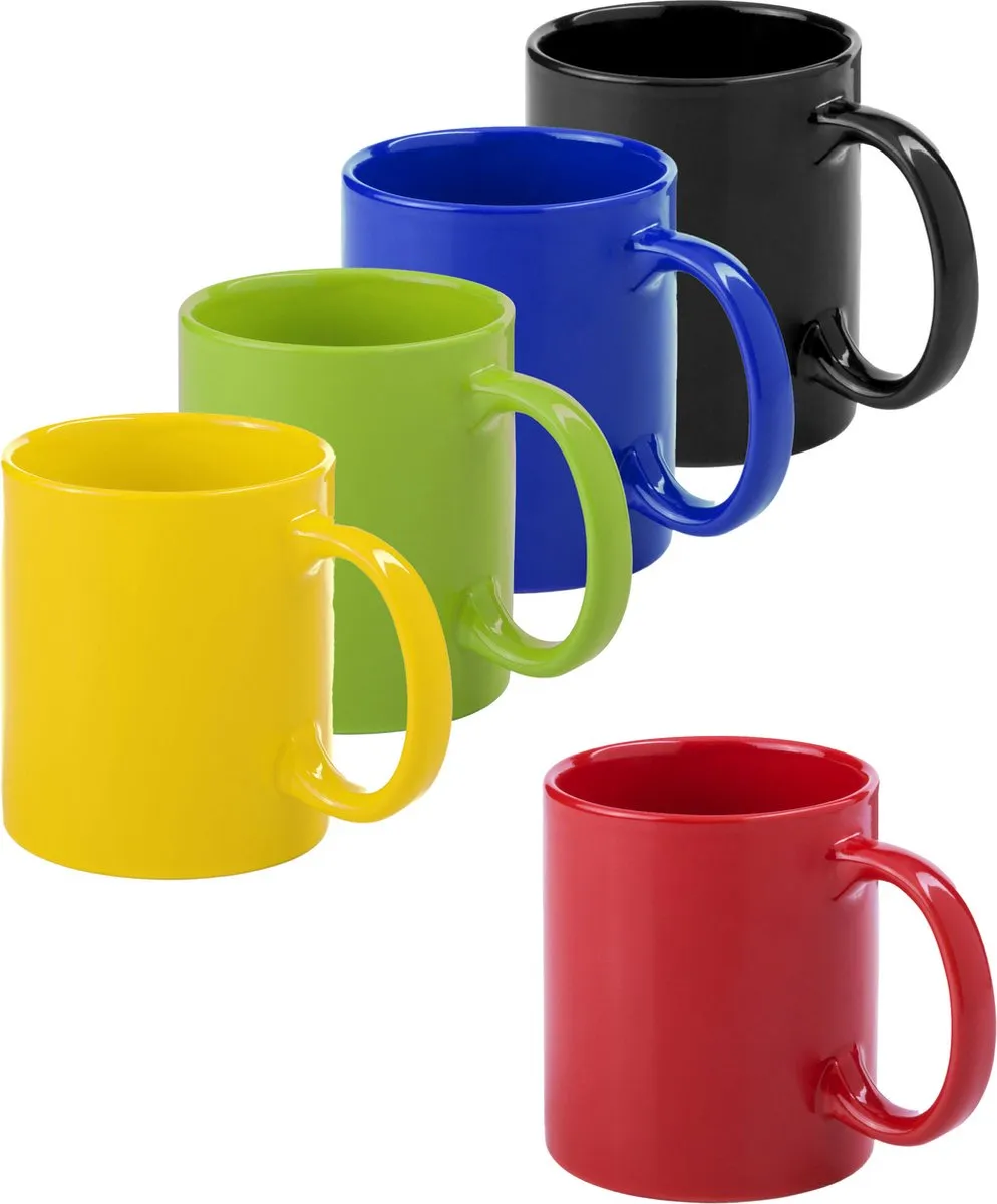 Bellatio Design Auxerre Koffiemokken - 5x Keramiek - 370ml - Multikleur
